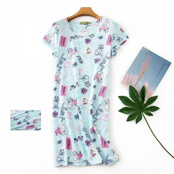 Casual Nights Women's Cotton Short Sleeve Nightgown Sleep House Dress Home Gown