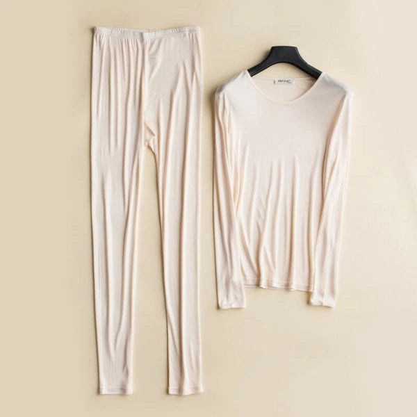 New Women's Silk Thermal Underwear Set Silk Long Johns Top & Bottom TG3S48