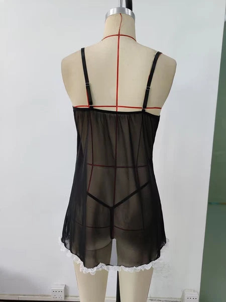 Sexy Lingerie Women Lace Underwear French Maid Nurse Cosplay Babydoll Sleepwear