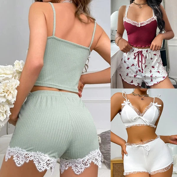 Women's Sexy Sleepwear Lace Pajamas Set Shorts Nightwear Camisole Short Sets US