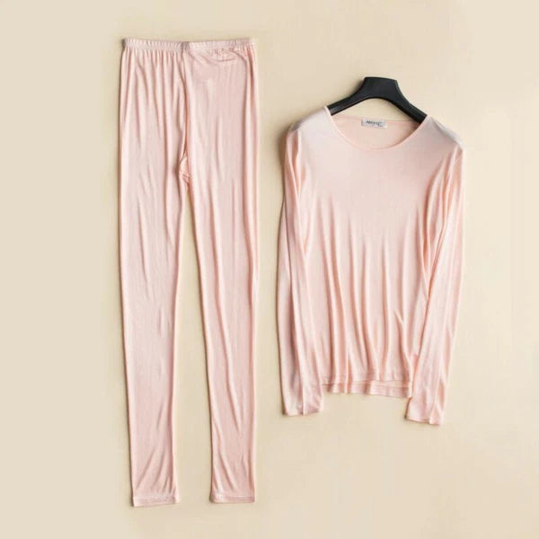 New Women's Silk Thermal Underwear Set Silk Long Johns Top & Bottom TG3S48
