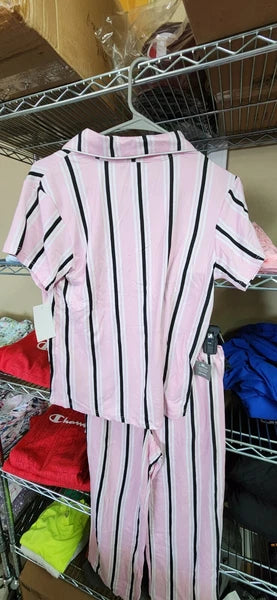 PJ Couture Women's Two Piece Pants Top Notch Short Sleeve Shirt Pajamas MSRP $48
