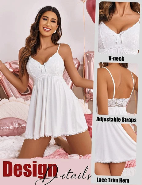 Women Sexy Lingerie Lace Cotton Night Dress Underwear Babydoll Nightwear Pajamas