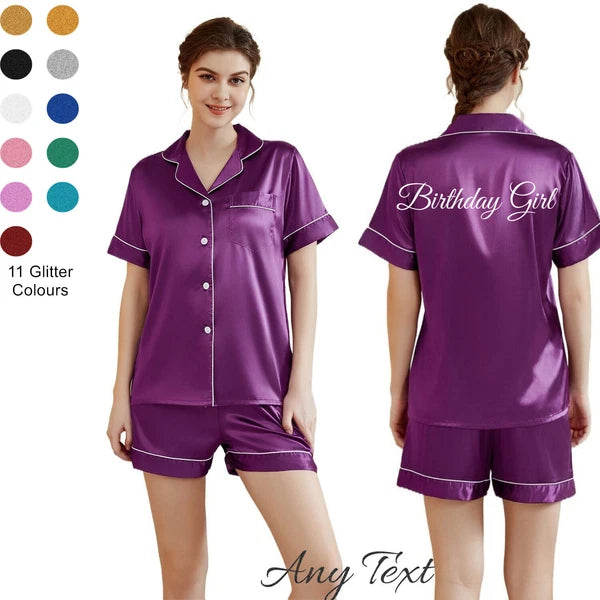 UK Personalized Womens Pyjamas Pjs Shorts Set Wedding Bridesmaid Birthday Party
