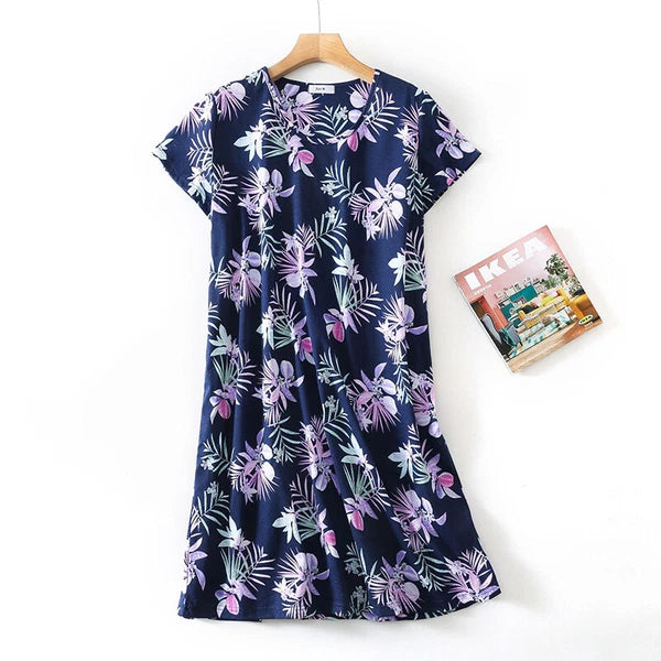 Casual Nights Women's Cotton Short Sleeve Nightgown Sleep House Dress Home Gown
