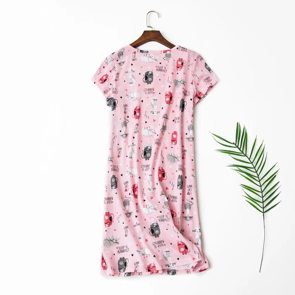 Casual Nights Women's Cotton Short Sleeve Nightgown Sleep House Dress Home Gown