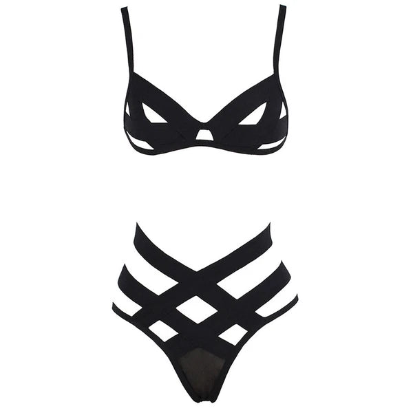 Womens Sexy Lingerie Strappy Hollow Out Top Bra Thong Set Underwear Nightwear