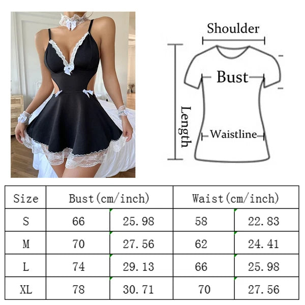 Sexy Lingerie Women Lace Underwear French Maid Nurse Cosplay Babydoll Sleepwear