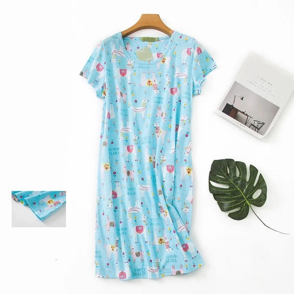 Casual Nights Women's Cotton Short Sleeve Nightgown Sleep House Dress Home Gown