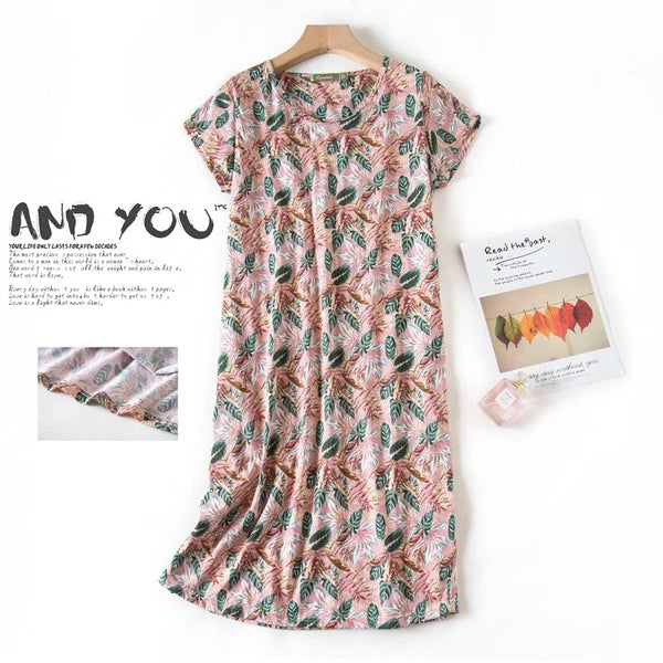 Casual Nights Women's Cotton Short Sleeve Nightgown Sleep House Dress Home Gown