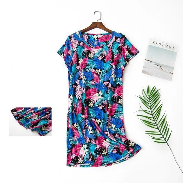 Casual Nights Women's Cotton Short Sleeve Nightgown Sleep House Dress Home Gown