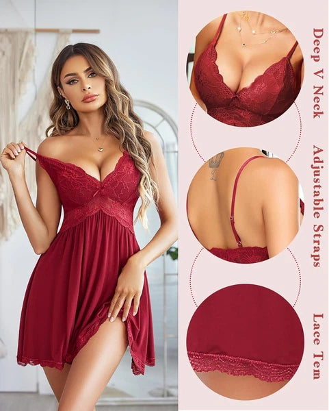 Women Sexy Lingerie Lace Cotton Night Dress Underwear Babydoll Nightwear Pajamas
