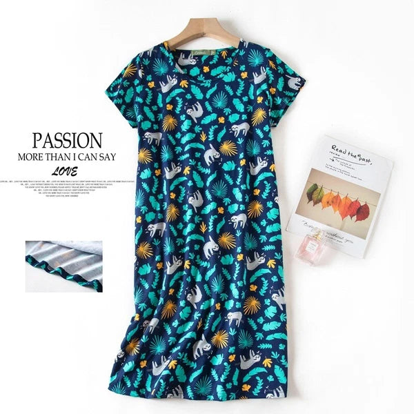 Casual Nights Women's Cotton Short Sleeve Nightgown Sleep House Dress Home Gown