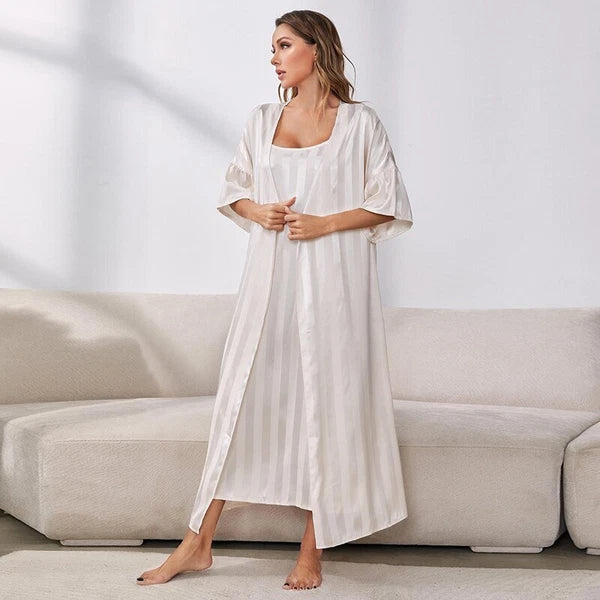 2023 Printed robe 2-piece set for women's kimono bathrobe pajama satin