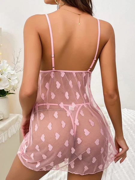 Sexy Lingerie Women's Lace Babydoll Dress See-Thru Sleepwear Nightwear G-string