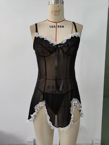 Sexy Lingerie Women Lace Underwear French Maid Nurse Cosplay Babydoll Sleepwear