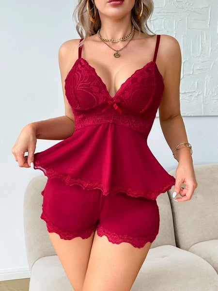 Womens Sweetness Cami Lace Camisole Lingerie Nightwear Sexy Pajamas Lounge Sets