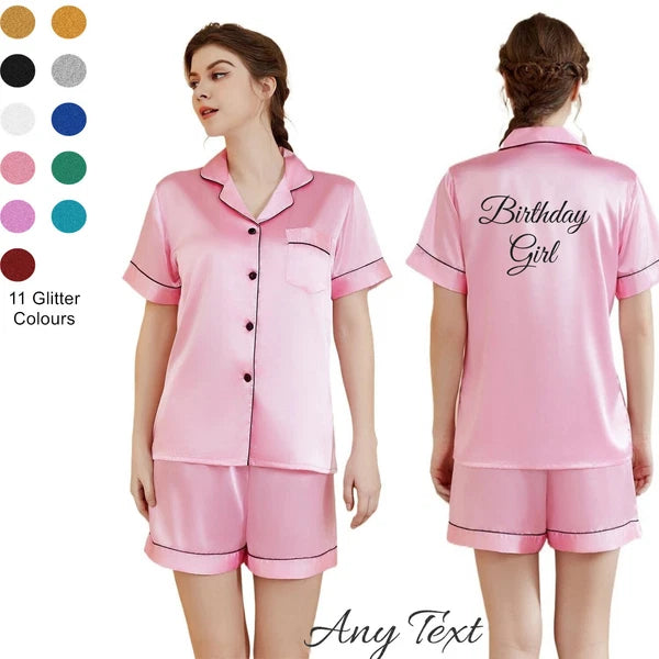 UK Personalized Womens Pyjamas Pjs Shorts Set Wedding Bridesmaid Birthday Party