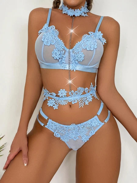 Women's Sexy Lingerie Lace Babydoll Bra Thong Set Sleepwear Underwear Nightwear