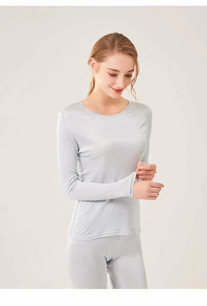 New Women's Silk Thermal Underwear Set Silk Long Johns Top & Bottom TG3S48