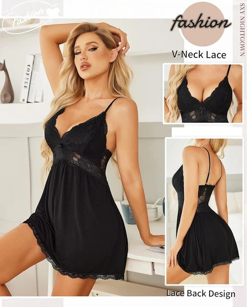 Women Sexy Lingerie Lace Cotton Night Dress Underwear Babydoll Nightwear Pajamas