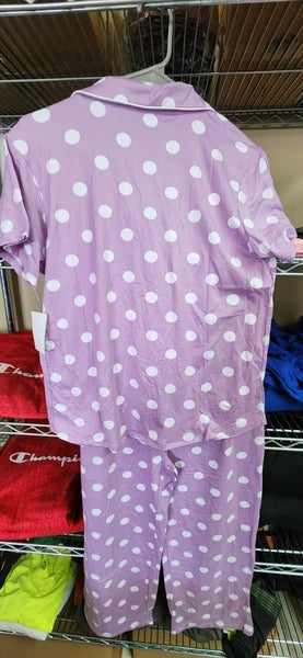 PJ Couture Women's Two Piece Pants Top Notch Short Sleeve Shirt Pajamas MSRP $48