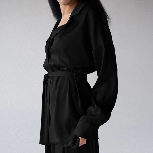 Womens Pajama Set Oversize Kimono Loose Dress Satin  Beach Coat Sleepwear Pant