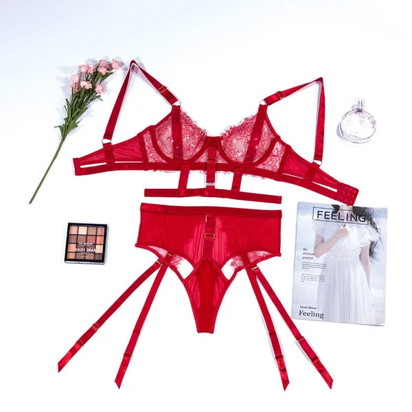 Women's Sexy Lingerie Lace Bra Set Garter Babydoll Nightwear Sleepwear Underwear